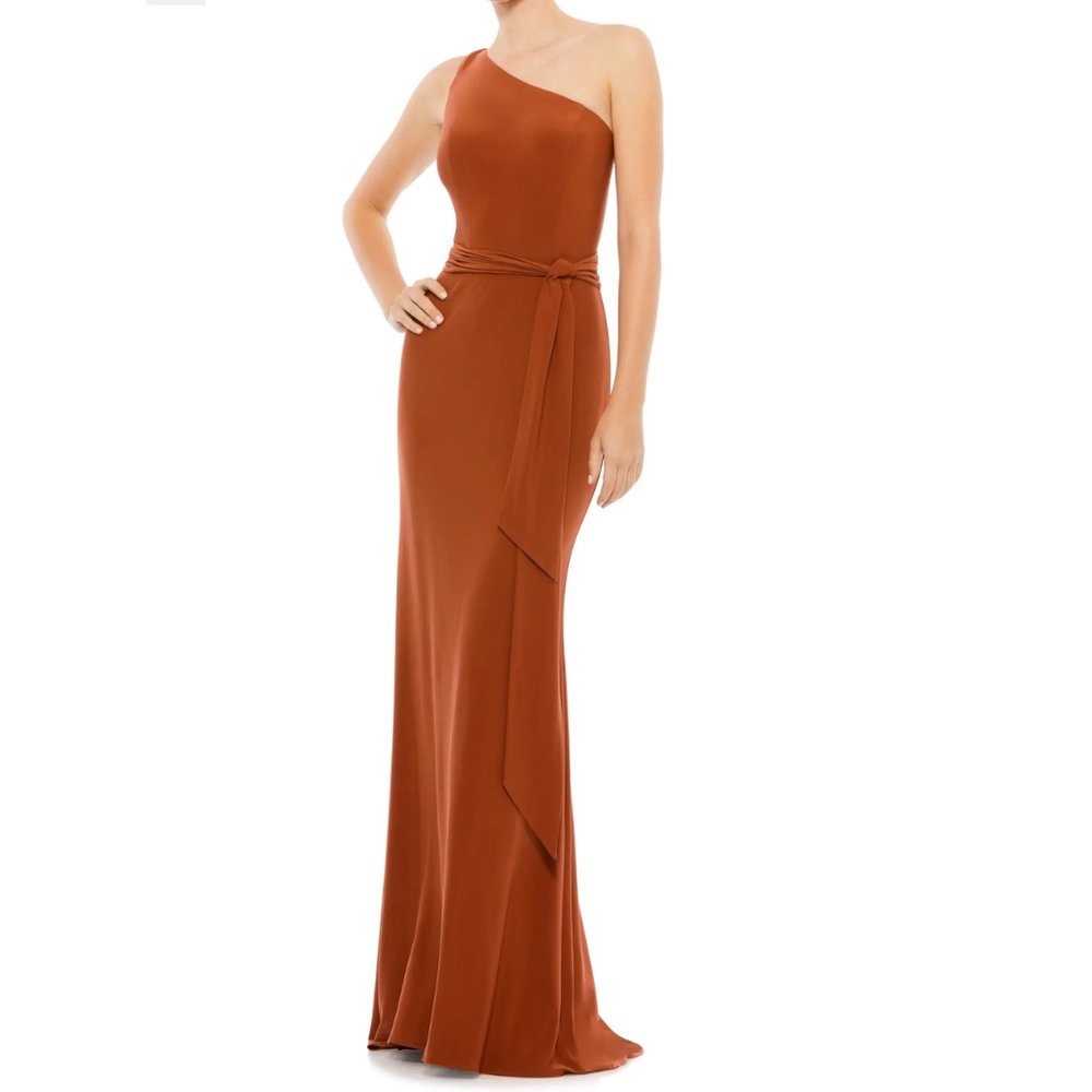 Ieena for Mac Duggal One Shoulder Jersey Sheath Gown